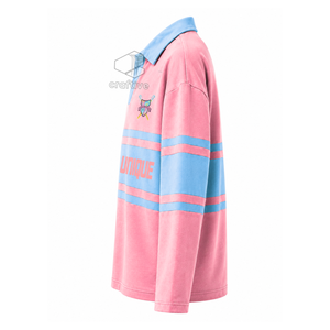 Polo de rugby piqué pour femme Gamma Phi Delta Sorority, col chemise, blocs de couleur, brodé, style universitaire, haut athlétique - Product Image 3