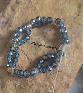 Faceted Blackish Blue Moissanite & Light Champagne 4.5 MM to 5 MM <b>beads</b> <b>Bracelet</b> Hand made - Product Image 2