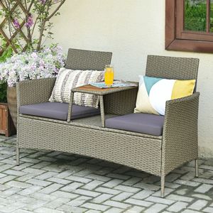Conjunto de Muebles de Ratán para Patio de 2 Personas con Mesa de Centro para Jardín y Ocio - Product Image 2