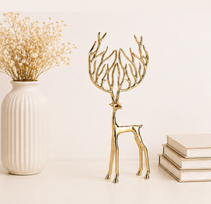 Wholesale Nordic Style Gold Metal <b>Christmas</b> Reindeer Figurine Minimalist Abstract Antler Sculpture For Festive Holiday Decor - Product Image 2