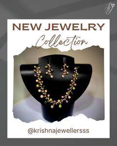 Ensemble collier et boucles d'oreilles assorties en perles de cristal multicolores - Product Image 2