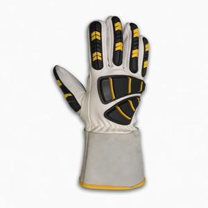 Guantes de Trabajo de Cuero Parflex, Puntas de Dedos Texturizadas Blancas Antideslizantes, Puño Recto, Guantes de Seguridad de Uso General - Product Image 3