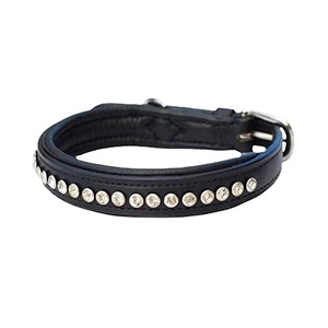 Superior Quality Leather Dog Collar With Soft Padded and Crystals <b>Studs</b> Work to Indian Supplier Wholesaler & Manufacturer - Product Image 1