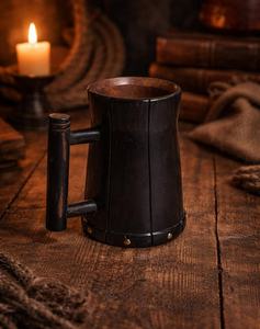 Chope à bière en bois rustique vintage personnalisée |   Verre à bière artisanal en bois de manguier, cadeau durable pour les garçons d'honneur - Product Image 5