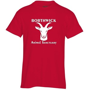 Camiseta de Manga Corta para Hombre, Color Rosa, de Algodón Transpirable, con Logotipo de Cabra del Santuario Animal Borthwick Estampado en la Parte Delantera, Estilo Casual de Verano - Product Image 4