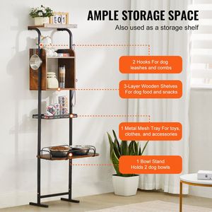 ชามอาหารสุนัขแบบยกขึ้นพร้อมที่จัดเก็บอุปกรณ์ให้อาหารสัตว์เลี้ยง - Product Image 6