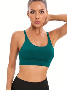 Women Deep Scoop Neck Underbust Ribbon Gymwear Breathable Athleisure Bustier Pullover Style Lifter Training Support Apparel - Product Image 1