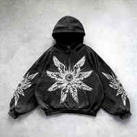 Sweat à capuche noir surdimensionné style gothique Y2K 2026 |   Pull-over en coton 100% avec imprimé graphique |   Vêtements de rue unisexes pour l'hiver OEM