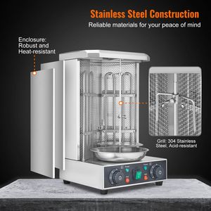 Griglia Elettrica Verticale con Capacità di 13 Libbre, Macchina per Grigliare con 2 Bruciatori, 122-572°F, per Pollo, Shawarma e Arrosto - Product Image 2