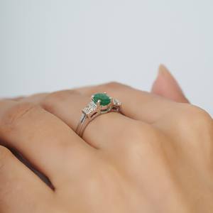 New Arrivals 925 Sterling <b>Silver</b> Oval Cut <b>Emerald</b> May Birthstone Fine Handmade <b>Ring</b> Jewelry For Women Wholesale Price - Product Image 4