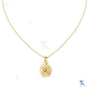 จี้เพชรทรงคุชชั่นแบบฝังสองวงกลม สร้อยคอทองคำแท้ 14K 18K สำหรับผู้หญิง ประดับเพชรแบบพาเว่ หรูหรา - Product Image 1