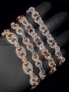 Bracelet chaîne en diamant de laboratoire artisanal de qualité supérieure, finition or rose et or blanc, pour mariée, luxe. - Product Image 5