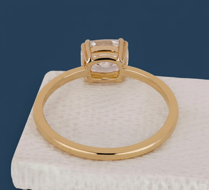 1.00CT Cushion Lab Grown Diamond Solitaire Engagement Ring VVS2 F IGI Certified Rhodium Plated Yellow Gold Women's Wholesale - Product Image 4