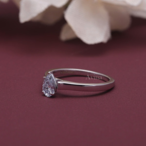 IGI Certified Pear Cut Lab Grown Diamond Engagement <b>Ring</b> 18K White / Rose & Yellow Gold Solitaire <b>Ring</b> Minimalist Bridal <b>Ring</b> - Product Image 2