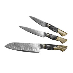 Ensemble de couteaux de cuisine en acier Damas avec étui en cuir, outils de cuisine polyvalents pour couper, trancher, hacher et préparer les aliments - Product Image 6