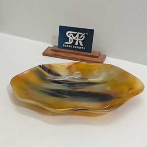 Tazón Decorativo de Cuerno de Búfalo Premium, Hecho a Mano, Pulido, Apto para Alimentos, Plato Ondulado para Frutas, Bocadillos, Comedor y Decoración del Hogar - Product Image 1