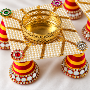 Support de bougie en perles fait main, lanterne décorative Rangoli, pot à bougie perlé pour la décoration de la maison, de mariage et de Noël - Product Image 2