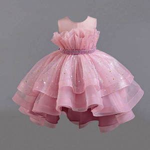 Vestido de Princesa Elegante al por Mayor para Niñas de 1 a 12 Años, Vestido de Fiesta de Lujo con Lentejuelas y Estrellas, Vestido de Dama de Honor de Satén y Tul con Flores - Product Image 4