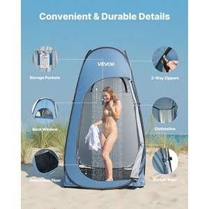 Pop 190T Polyester Silver Coating Instant Portable Privacy Shower <b>Tent</b> Quick Setup <b>Hanging</b> Bag Ground Stakes Ropes for Camping - Product Image 5