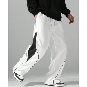 <b>Men's</b> <b>White</b> Wide Leg <b>Pants</b> Elastic Waist Drawstring Side Pockets Casual Loose Fit Lightweight Breathable Spring Wear - Product Image 2