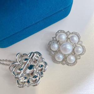 Ensemble de bijoux de mode de haute qualité, collier à double boucle avec perles d'eau douce de 5,5 à 6 mm, perles à double rangée presque propres - Product Image 3