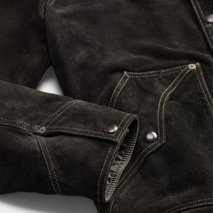 Premium Shearling Collar <b>Suede</b> Western <b>Jacket</b> Men Vintage Ranch OEM Custom Heritage Luxury Outerwear Heavyweight Distressed - Product Image 4