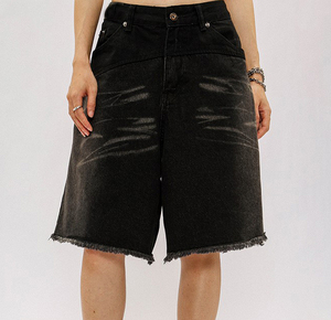Shorts de Mezclilla Premium Plus Size para Mujer, Cintura Media, Elásticos, Transpirables, de Secado Rápido, 100% Algodón, Corte Recto, Estilo Casual de Verano - Product Image 3