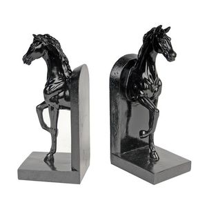 Serre-livres modernes en métal noir en forme de tête de cheval, sculpture décorative pour la maison, le bureau, la bibliothèque ou la table - Product Image 1