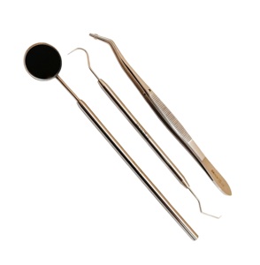 Ensemble d'instruments dentaires : Miroir buccal, sonde exploratrice, pince de Collège, en acier inoxydable, avec poignée ergonomique manuelle, pour examen et diagnostic buccal - Product Image 1