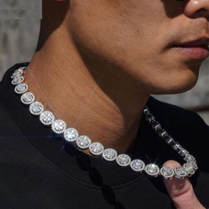 Luxury Iced Moissanite Cluster Tennis Chain Necklace Hip Hop Jewellery Statement Piece Men Women Sterling <b>Silver</b> Gold/<b>Silver</b> - Product Image 1