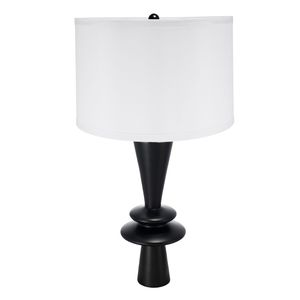 D15x26.7 <b>Black</b> Aluminum <b>Table</b> <b>Lamp</b> with White Drum <b>Shade</b> Assembly Required Two Varying Round Accents - Product Image 2