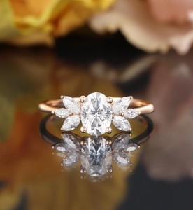Oval Cut Moissanite <b>Ring</b> 925 Sterling <b>Silver</b> Engagement <b>Ring</b> Dainty <b>Solitaire</b> <b>Ring</b> Minimalist Wedding Promise <b>Ring</b> - Product Image 1