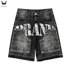 Men's Printed <b>Knitted</b> Hooded Sweatshirt <b>Set</b> Wholesale Price 80% Cotton 20% Poly Black Color Two Piece <b>Sets</b> Hoodie & Shorts <b>Set</b> - Product Image 3
