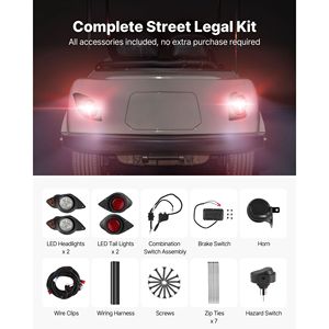 Kit Fari LED e Luci Posteriori 12 Volt per Golf Cart con Cablaggio Omologato per Uso Stradale, Indicatori di Direzione e Interruttore Luci di Emergenza per Golf Cart Modificati - Product Image 6