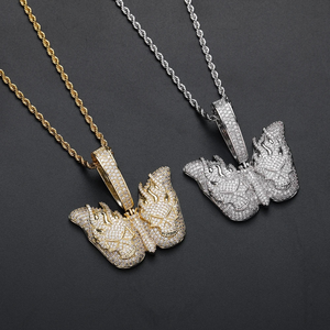 Mens Hip Hop Zircon Brass CZ Pendant Necklace <b>Iced</b> <b>Out</b> Bling Crystal Charm <b>Chain</b> Streetwear Moissanite Jewelry Gift For Accessor - Product Image 1
