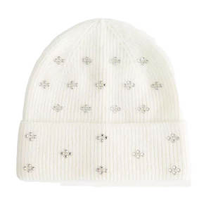 Bonnet d'hiver en tricot orné de cristaux et de strass étincelants, doux et tendance - Product Image 1