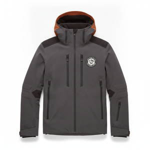 Veste matelassée à capuche grise pour homme, design sportif imperméable avec logo, vêtements d'extérieur pour l'hiver - Product Image 1