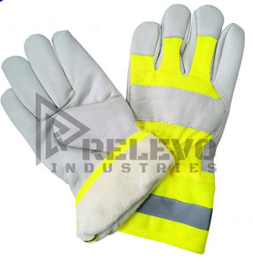 Guantes de Trabajo para Hombre, Doble Palma de Cuero Vacuno, Resistentes, Anti-Corte, de Invierno, para Soldadura, Unisex, Dedos Completos, Industriales - Product Image 1
