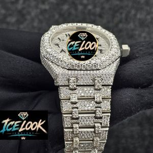 นาฬิกาข้อมือผู้หญิง Ice Look รุ่นหรูหรา ตัวเรือนสแตนเลสทรง Tonneau ขนาด 40 มม. ระบบอนาล็อก แสดงวันที่ ควอตซ์ หน้าปัดแซฟไฟร์ ประดับเพชร - Product Image 5