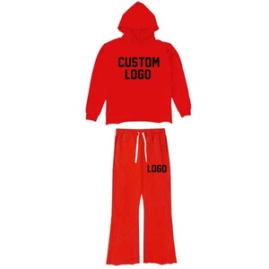 Ensemble de survêtement personnalisé avec logo, unisexe, couleur crème, à capuche, manches longues, pantalon à cordon, 100% coton, vêtements décontractés pour l'automne - Product Image 5