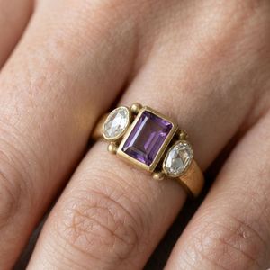 Anillos de Boda Antiguos Unisex con Turmalina de Corte Ovalado Chapados en Oro de 14K, MOQ Bajo - Product Image 4