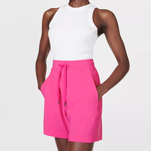 High Waist Women's Shorts Elastic Waist Polyester/Nylon Casual Loose Fit Breathable Summer <b>Lounge</b> Bottoms Women's Shorts - Product Image 4