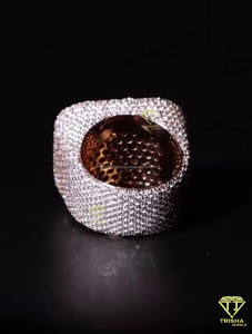 Hip Hop Rectangle Ring Moissanite Diamond Rose Gold Plated Fashion Jewelry For Unisex Wear - Product Image 2