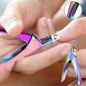 <b>Professional</b> Rainbow Titanium Coated Stainless Steel <b>Nail</b> <b>Clippers</b> for Finger Acrylic <b>Nails</b> and False <b>Nail</b> Tips - Product Image 6