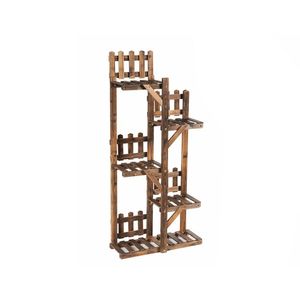 Pianta in legno a 5 livelli con 6 vasi espositore fioriera per mobili da giardino - Product Image 3
