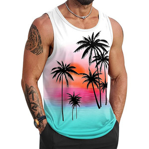 Camiseta sin mangas de algodón 100% de secado rápido para hombre, estilo urbano, cuello redondo, con bolsillos, tejido informal. - Product Image 1