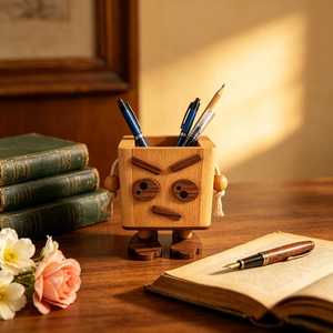 Figura Decorativa de Robot de Madera Hecha a Mano, Artículo Artesanal para el Hogar, Oficina y Tiendas, Regalo Artesanal - Product Image 3