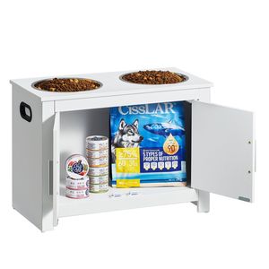 ที่วางชามอาหารสุนัข2ชั้นพร้อมตู้เก็บของเล่นและอาหาร - Product Image 1