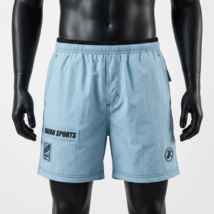 Premium 120 GSM polyester <b>windbreaker</b> shorts men sky blue lightweight training shorts heat transfer logo Nylon Plain Dyed - Product Image 4