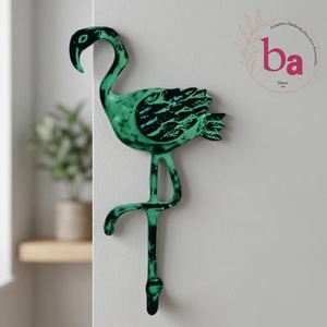 Safari Vert Distressed Fonte Flamingo Oiseau Mur Objet Décoratif Manteau Chapeau Crochets Porte-clés Cintre Crochets Fabriqués À La Main Rails - Product Image 1